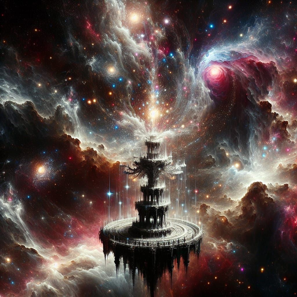 Cosmic Fountain of Light in Deep Space