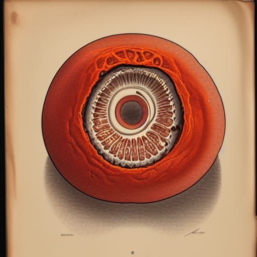 Vintage Medical Anatomy: Dissected Orange with Spiral Teeth