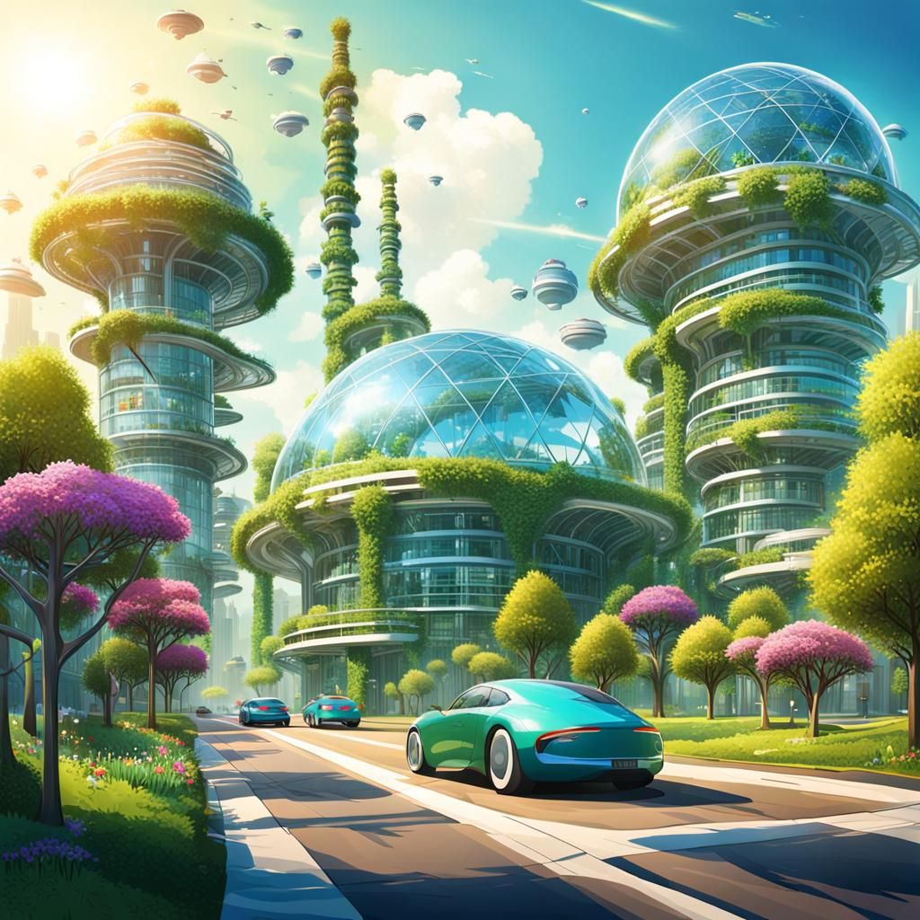 Vivid Future City with Symbiotic Architecture