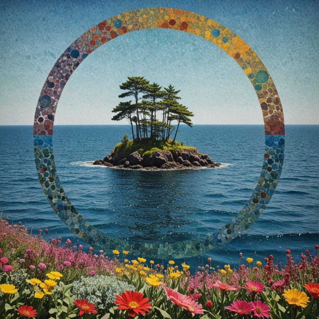 New Island in the Still Ocean