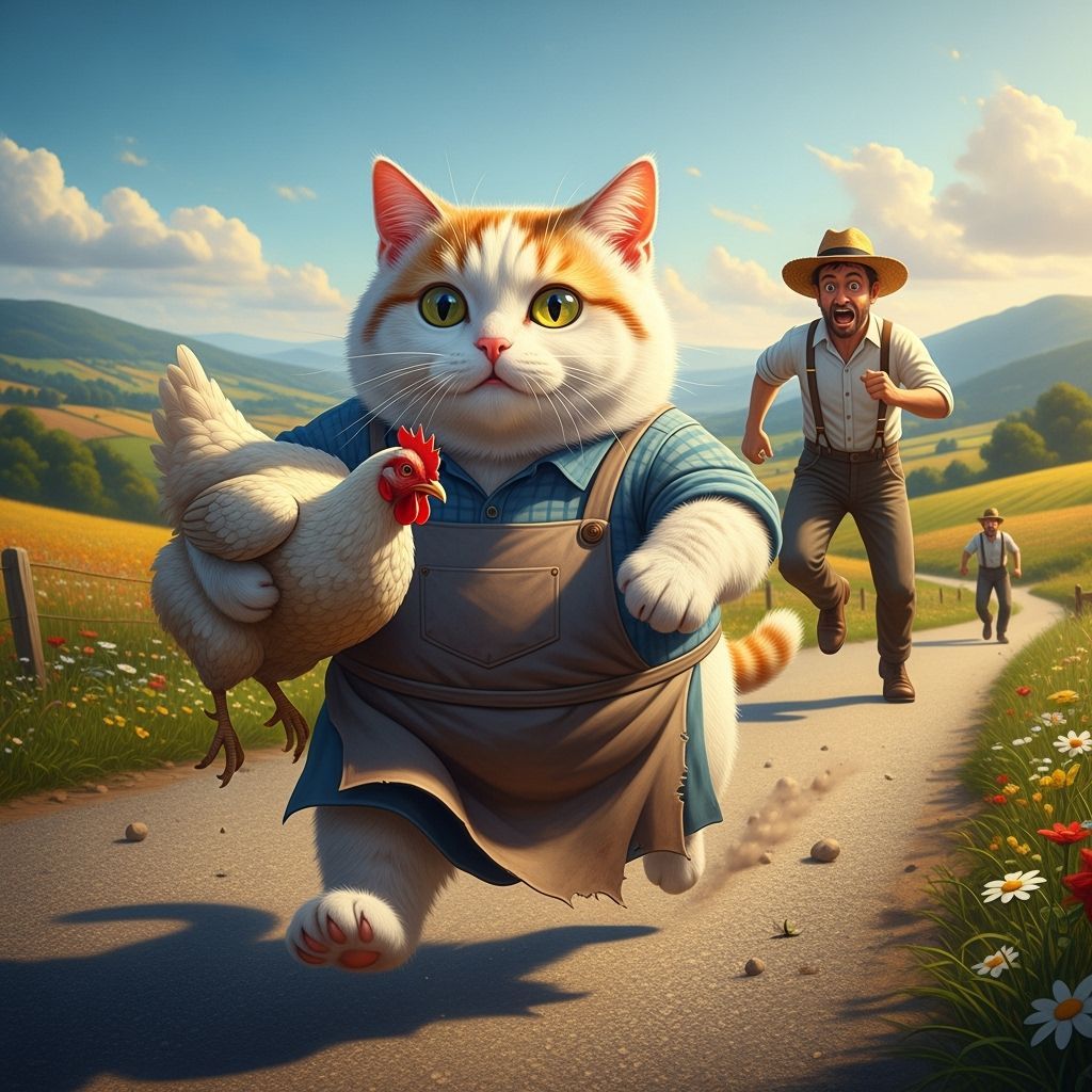 Hyperrealistic Cat Burglar on Country Road