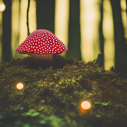 Enchanted Fly Agaric Hut in Dark Forest