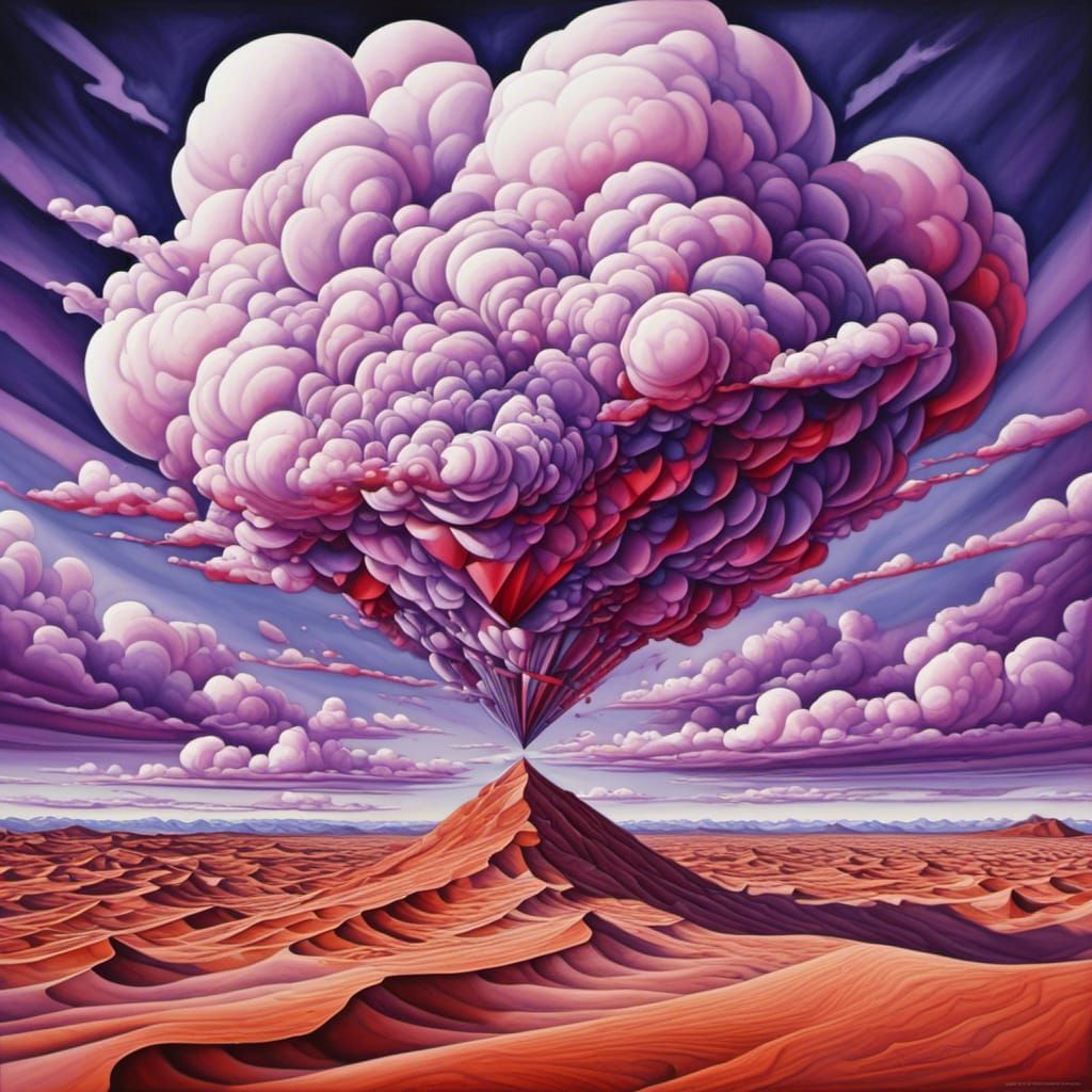 Impossible Triangle Cloud Over Surreal Desert