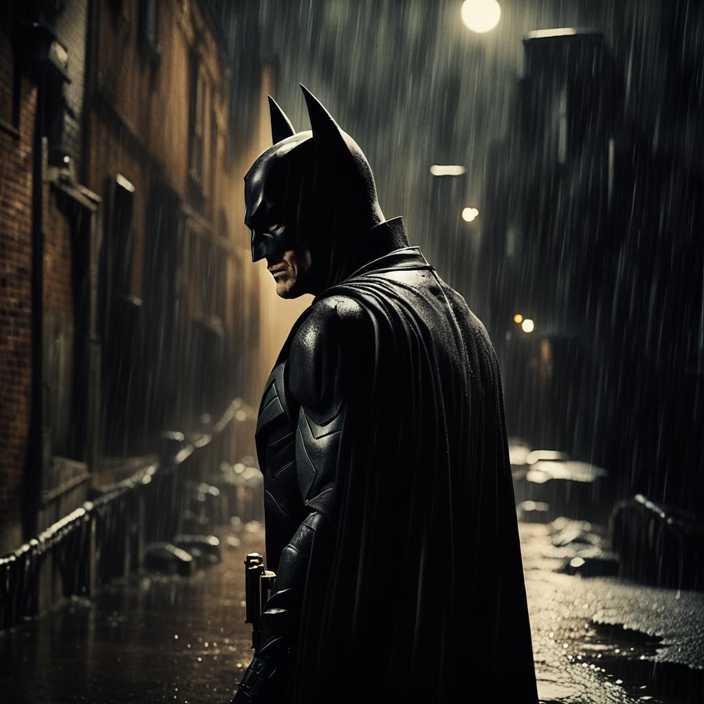 Batman in Dark Alley: A Noir Film Still