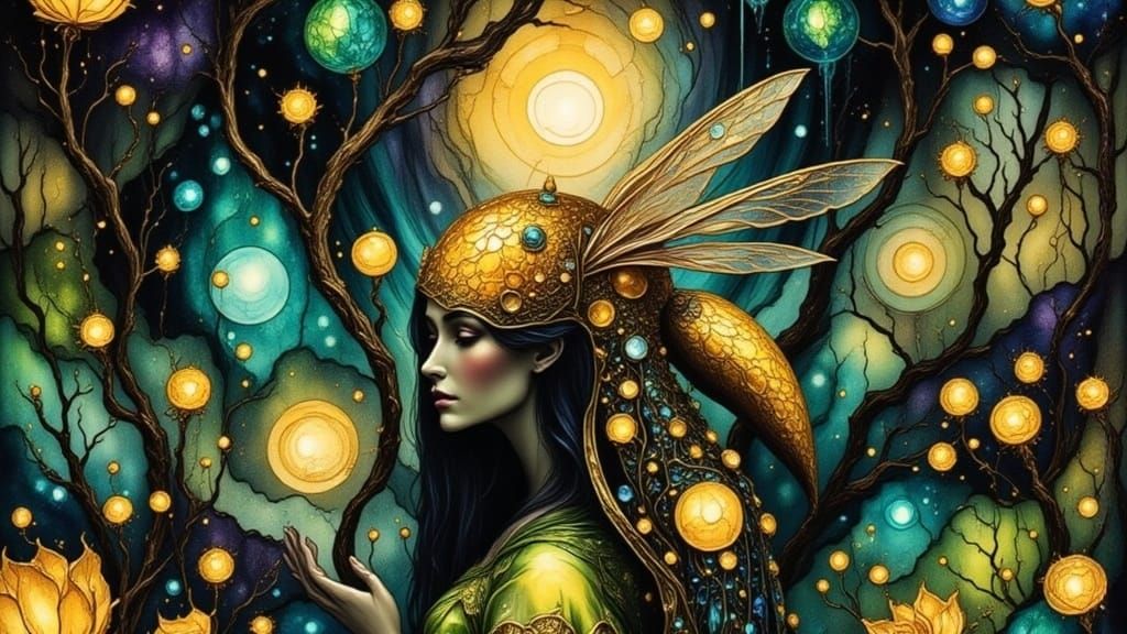 Surreal Abstract Beehive with Flowing Honey