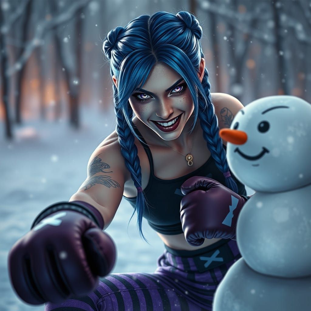 Ethereal Jinx Lands Punch on Snowman in Winter Wonderland