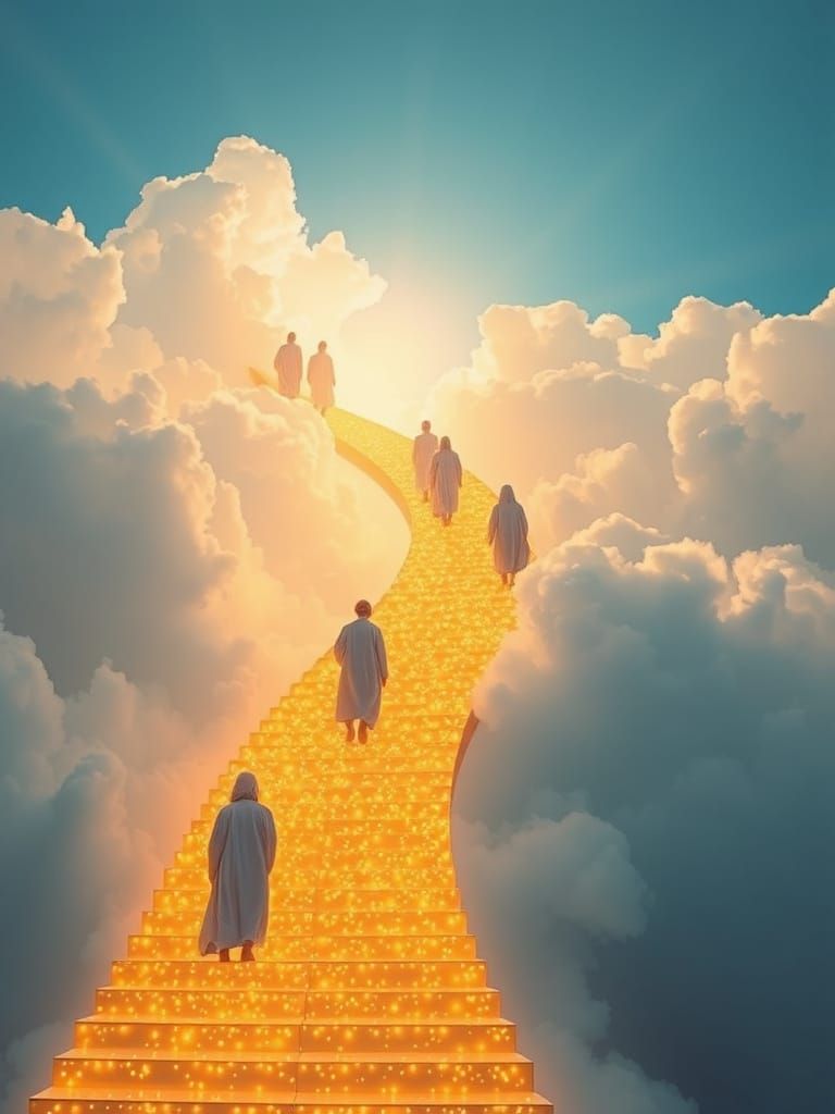 Golden Stairs to Heaven in Ethereal Dreamscape