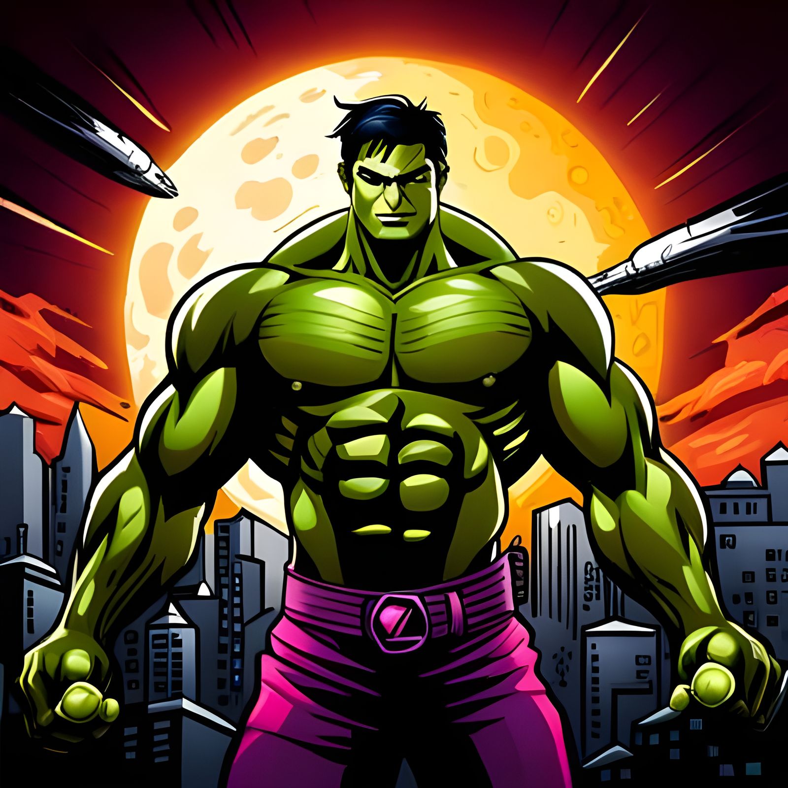 Hulk Fighting Pose in Classic Fine Art Style