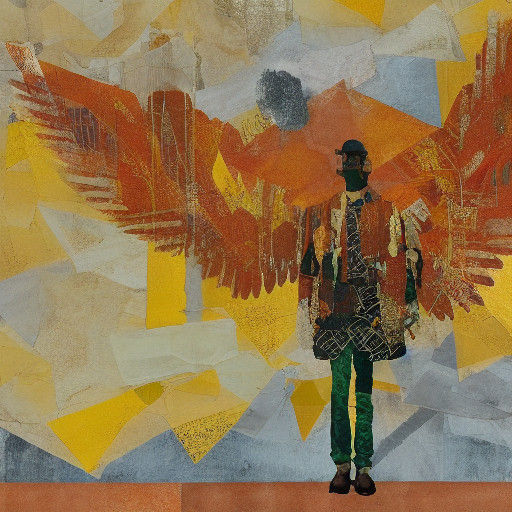 Man with Wings in Vibrant Textured Art