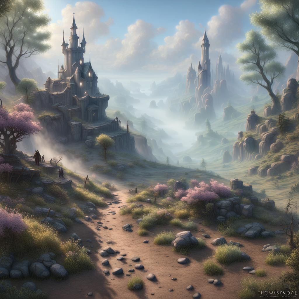 Ethereal Wasteland Fantasy Landscape in 3D
