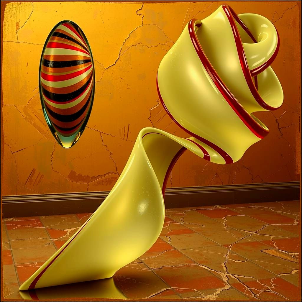 Abstract Swirling Gelato Colors with Bold Stripes