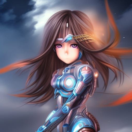 beautiful big eye anime girl in form fitting pilot suit and a transforming vehicle, 4k, Hyper realistic in manga style