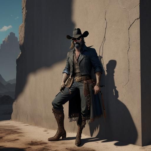 Cowboy Smoking: Detailed Matte Painting in Deep Color