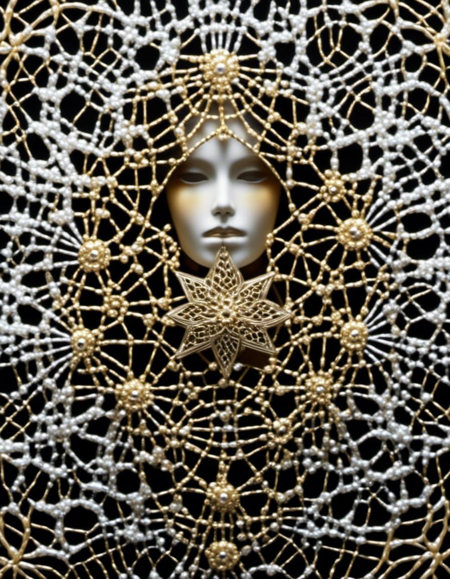 Woman in Spiderweb Dress, Vivid Plastic Art