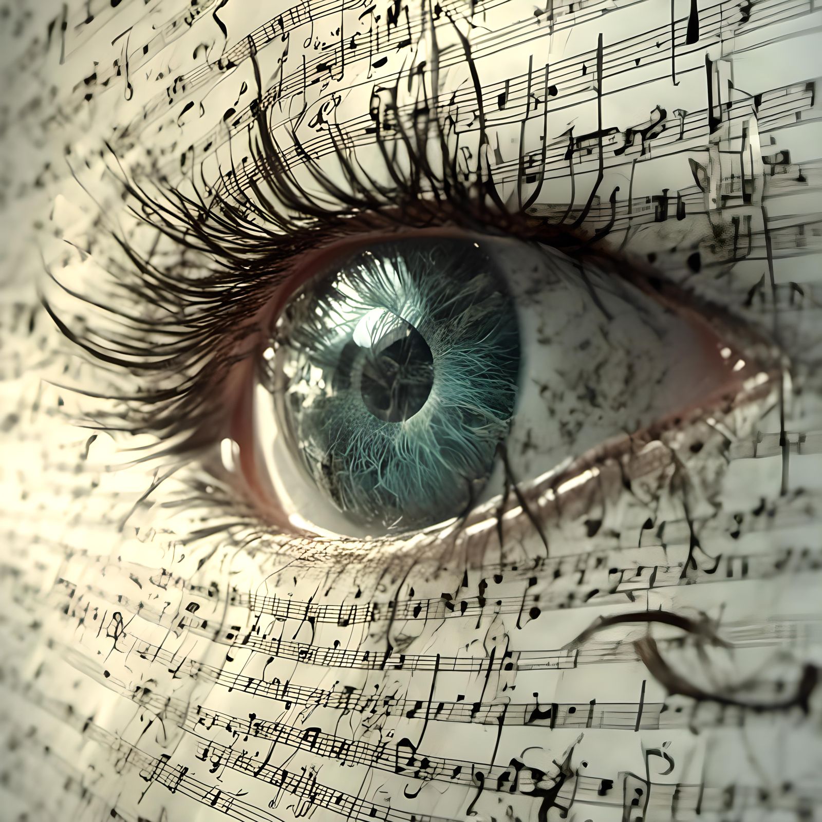 Harmonious Eye with Dancing Musical Notes