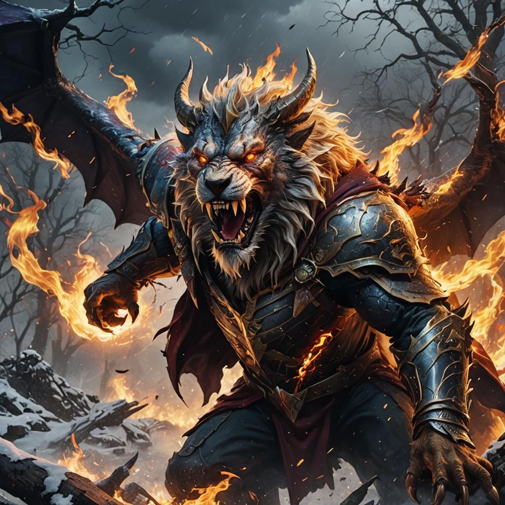 King Fights Vampire in Hyperrealistic War Scene