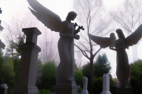 Angel statues in beautiful cemetery