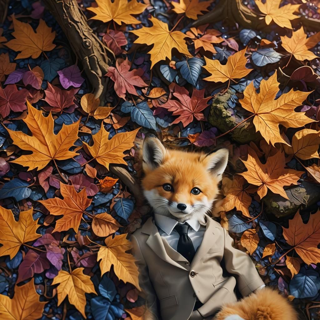 Fox Kit in Suit: Whimsical Fantasy Art