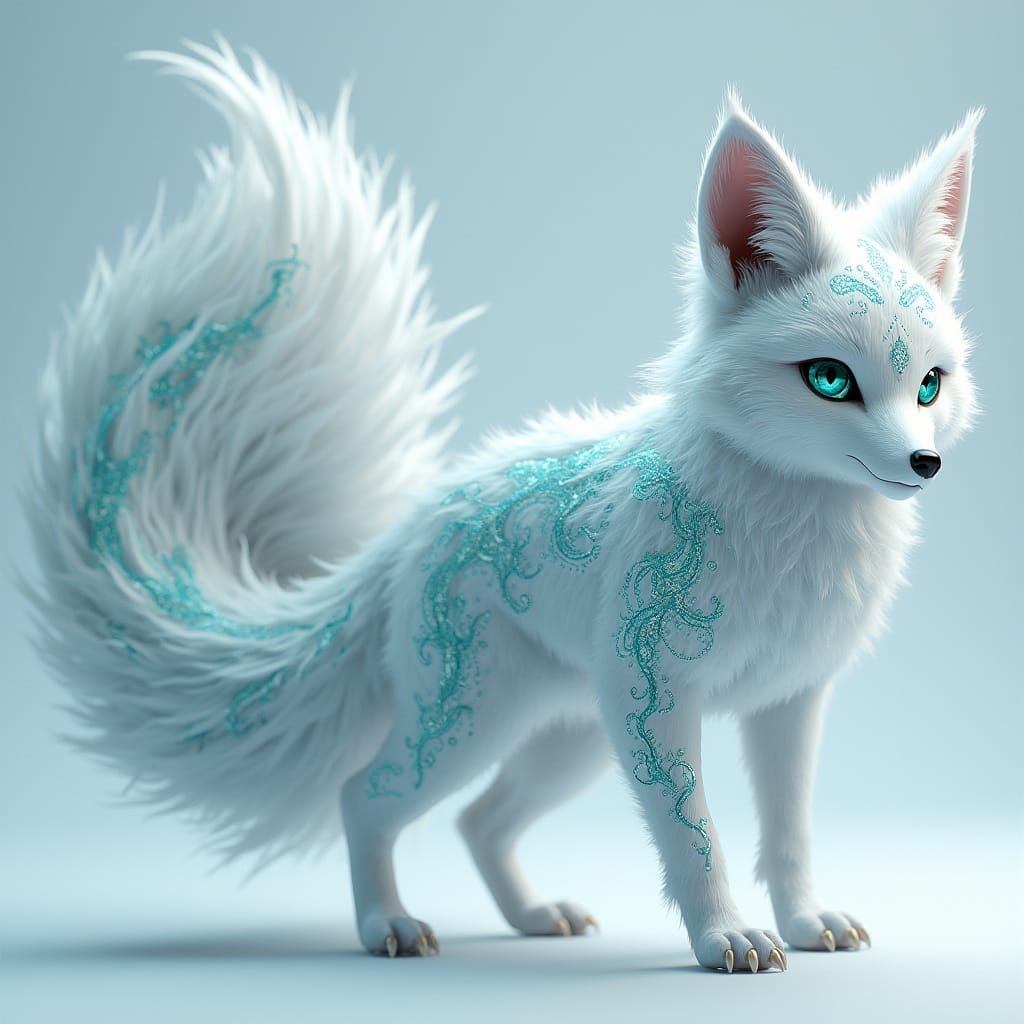 Majestic Elamint Fox in Frosty Blue and Silver