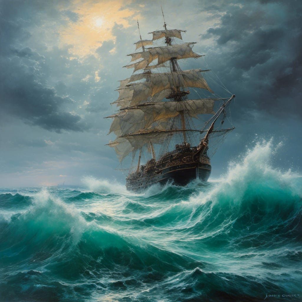 Tempestuous Seas: An Oil Painting of a Storm