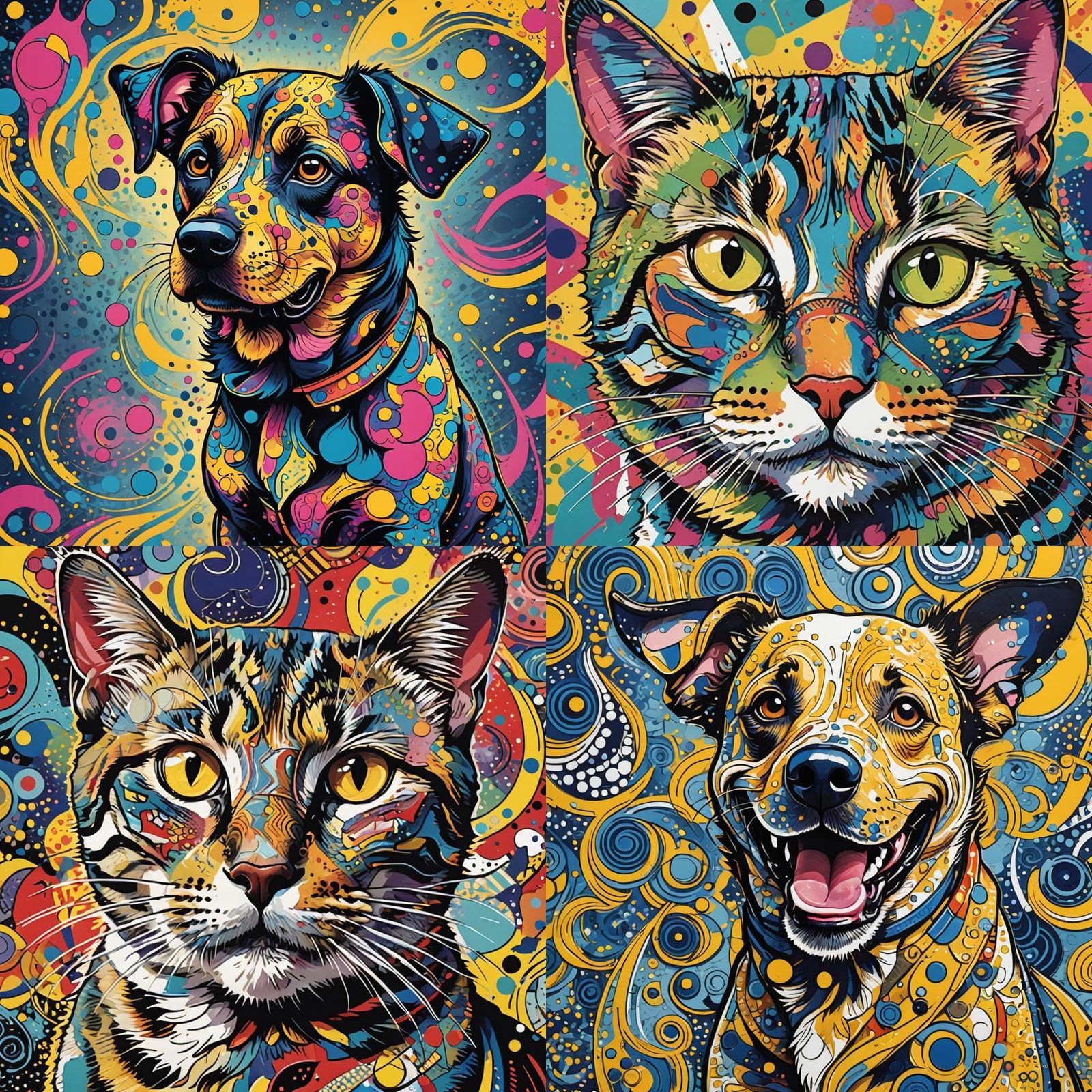 Vibrant Pop Art Animal Painting with Bold Colors