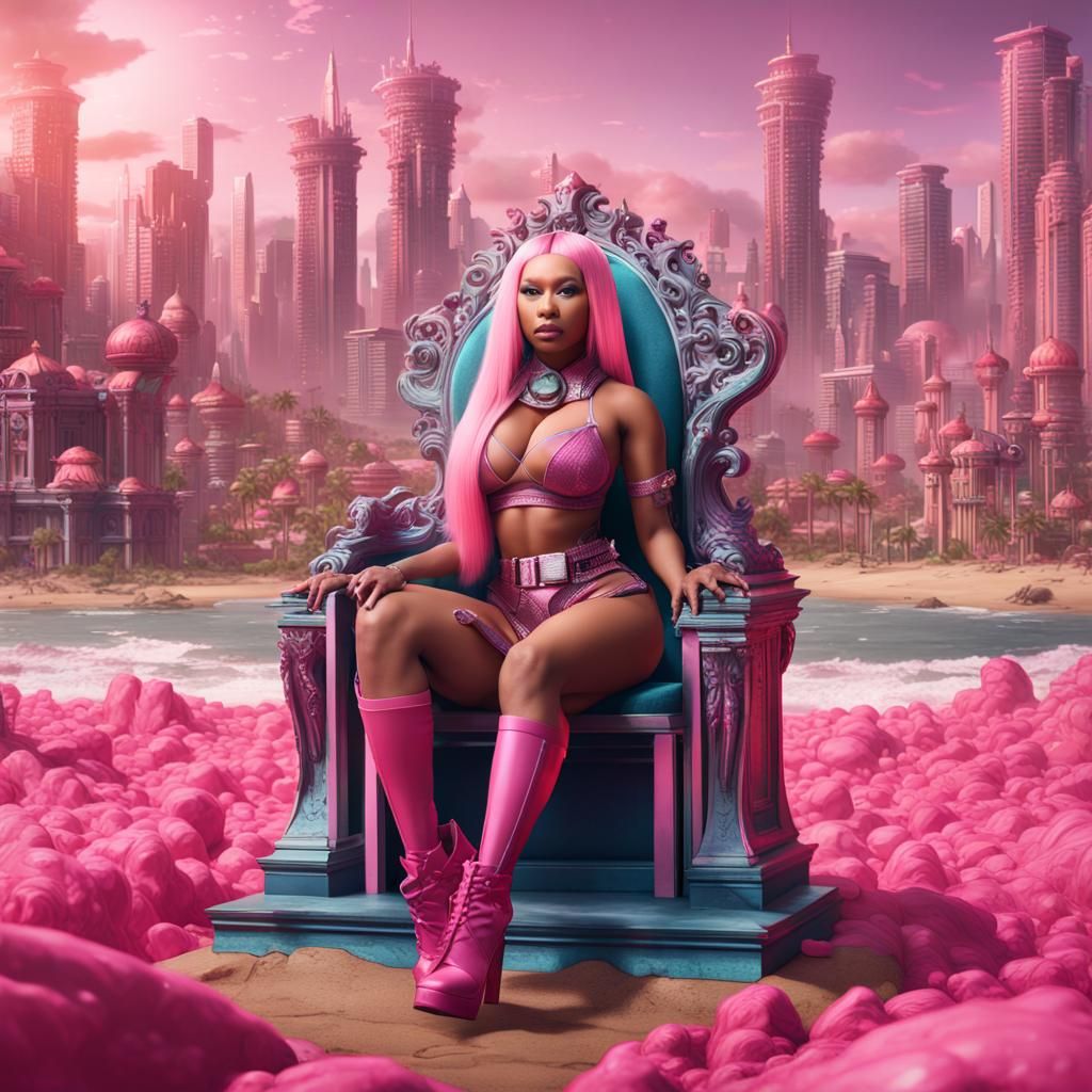 Nicki Minaj on a Throne in Pink Gag City