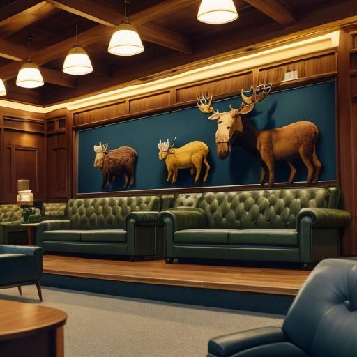 Moose Head Lounge: Rustic Digital Rendering