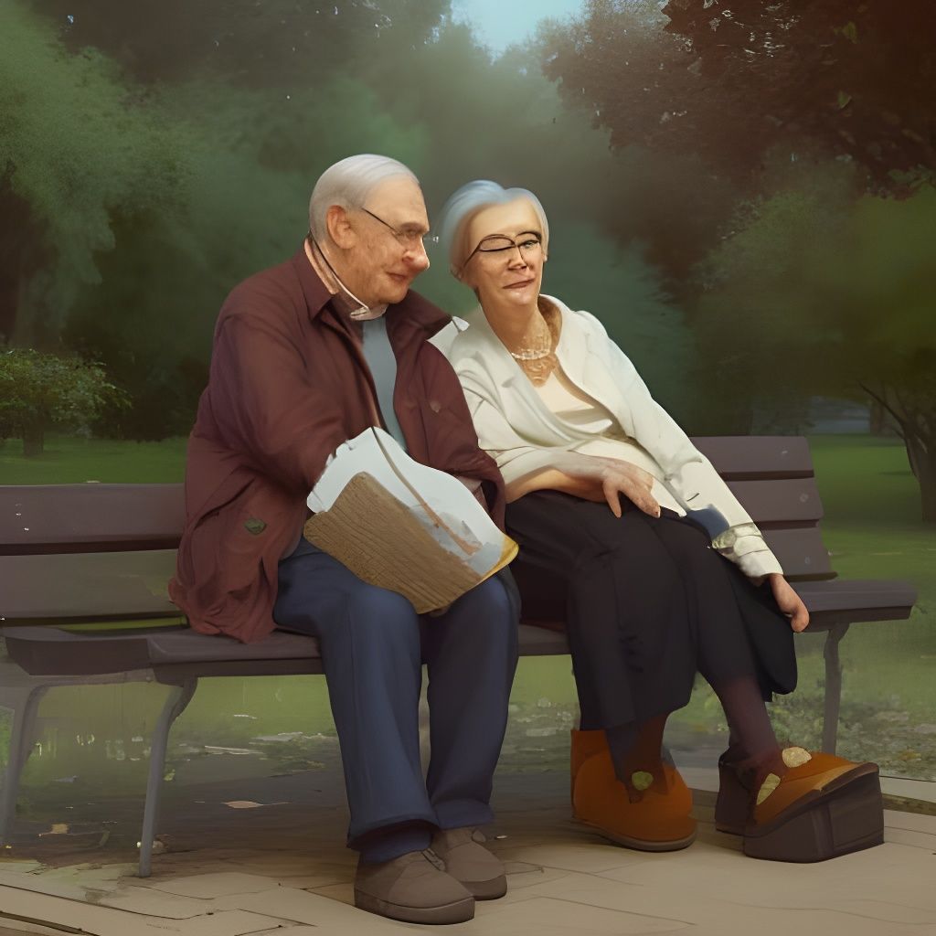 Elderly Couple Portrait in Art Nouveau Style