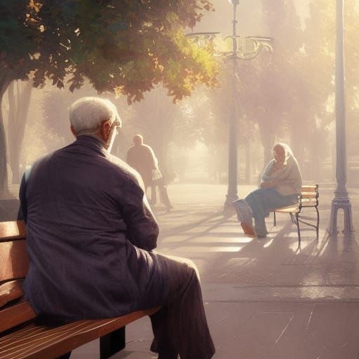 Elderly Couple Portrait in Art Nouveau Style