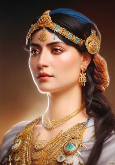 Ninsun: Sumerian Goddess Portrait in Art Nouveau Style