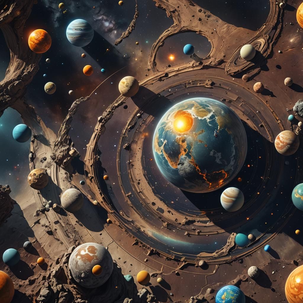 Detailed Solar System Matte Painting in Deep Color