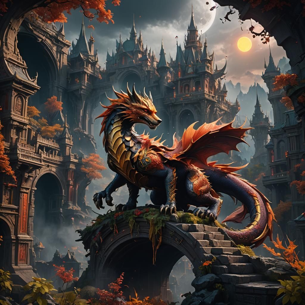 Eclipse Dragon Fox: Detailed Matte Painting