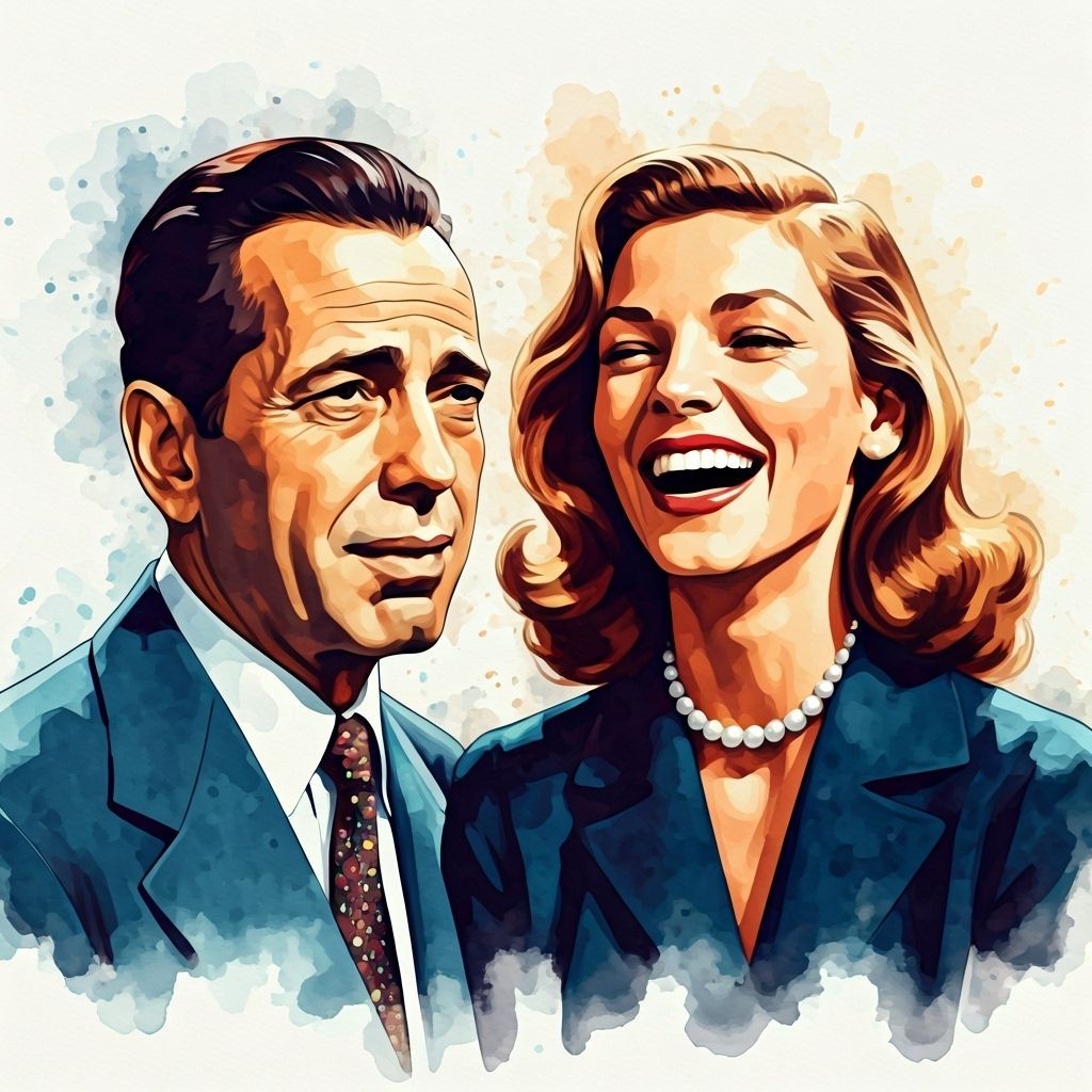 Humphrey Bogart and Lauren Bacall: Watercolor Impressionism ...