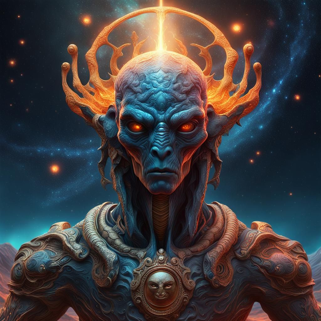 Hyperrealistic Alien God of Mars and Fire