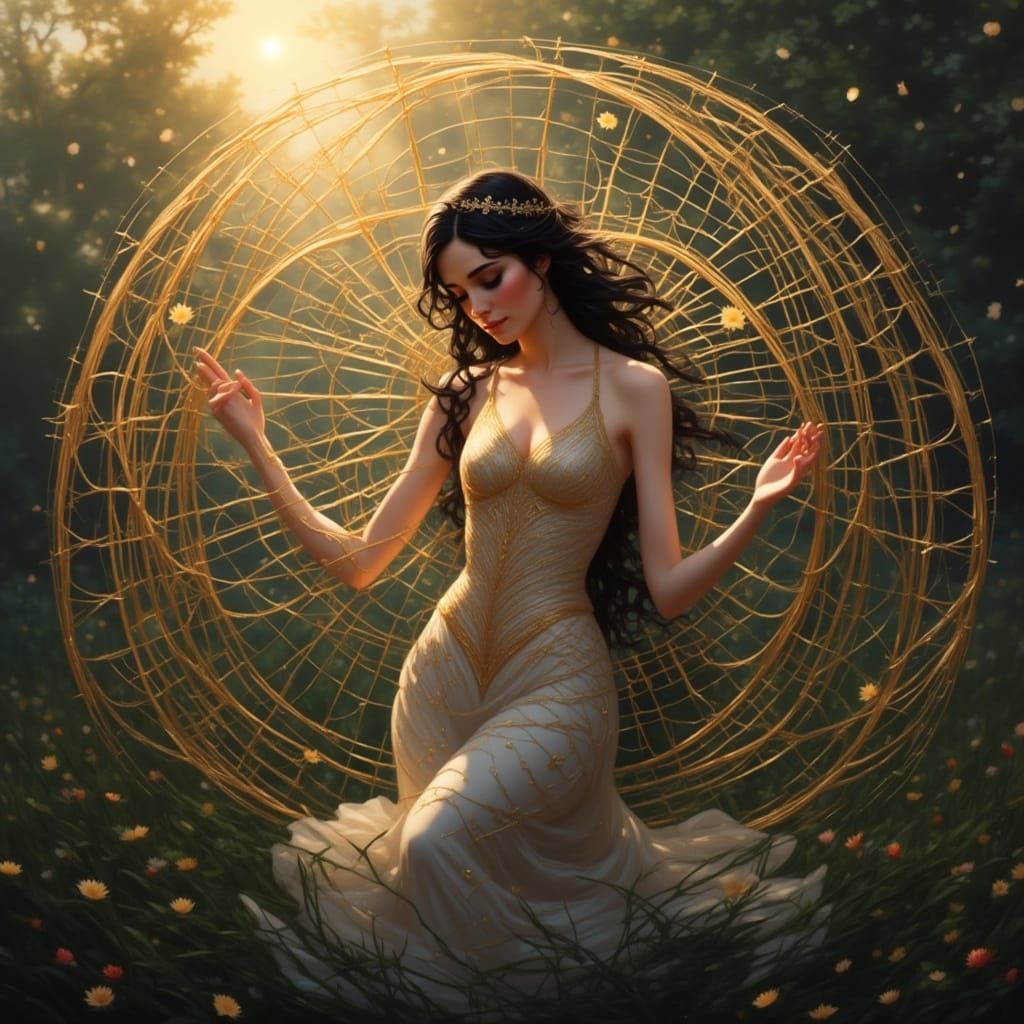 SpyderTea Word Art on Magical Web with Morning Dew