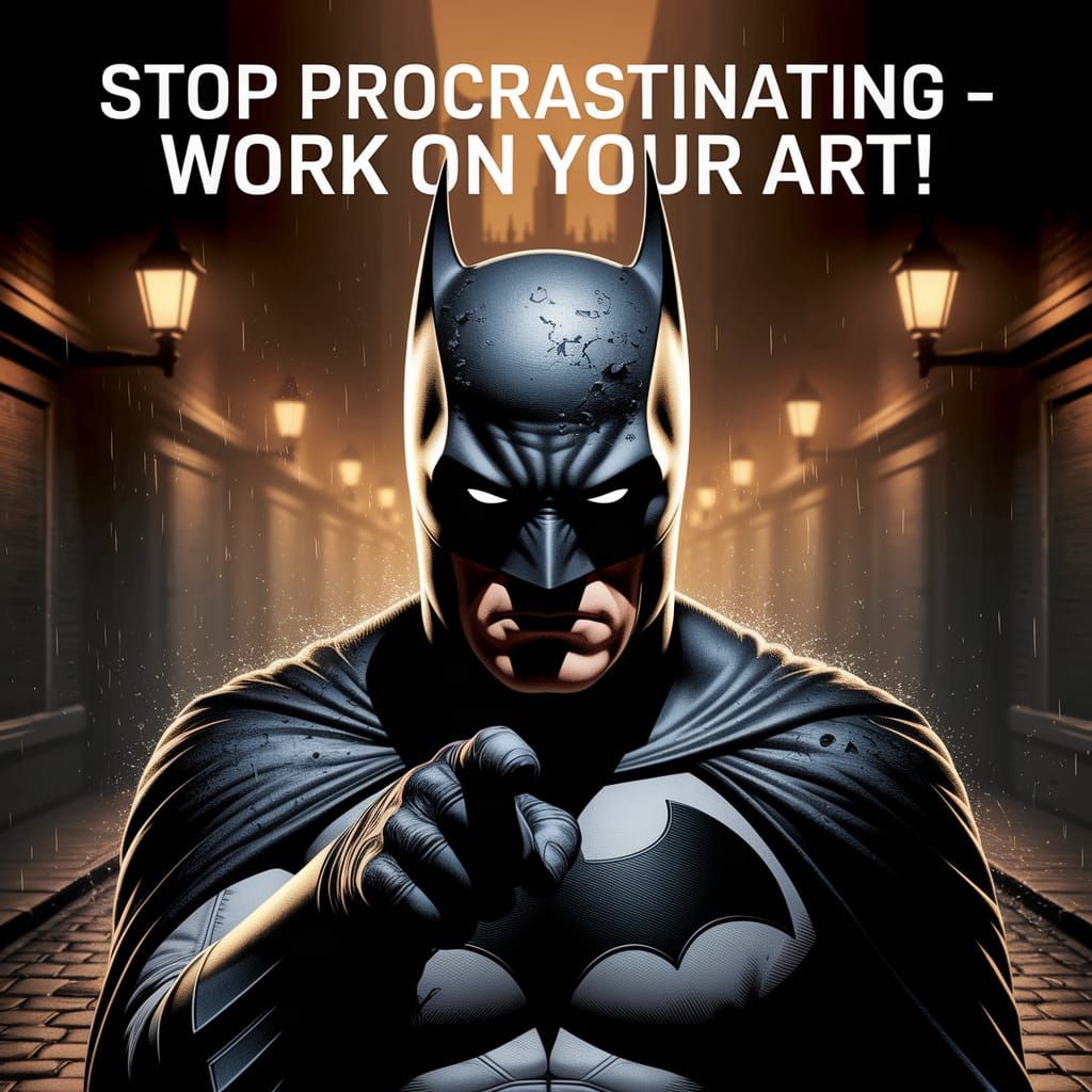 Batman Urges: "STOP PROCRASTINATING" Matte Painting