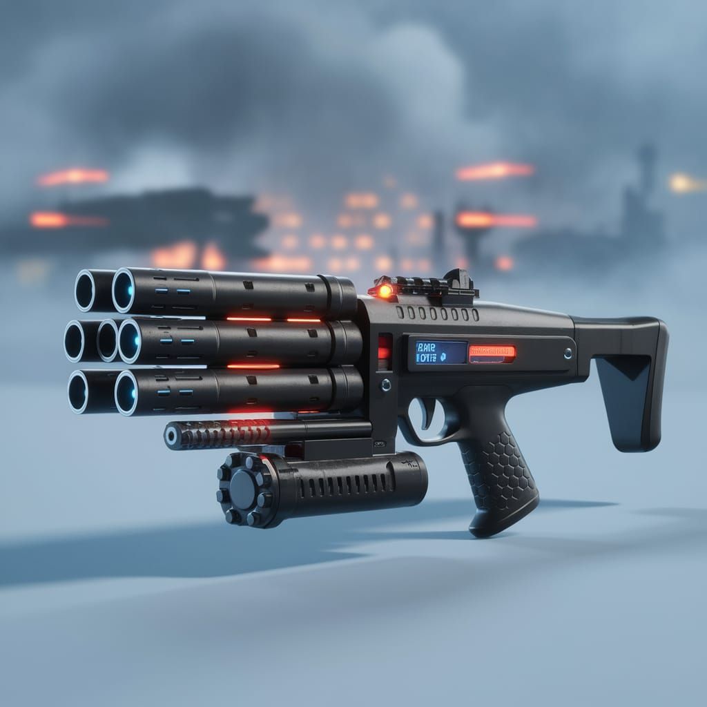 Mini gatling gun is compact yet robust weapon with a sci-fi ...