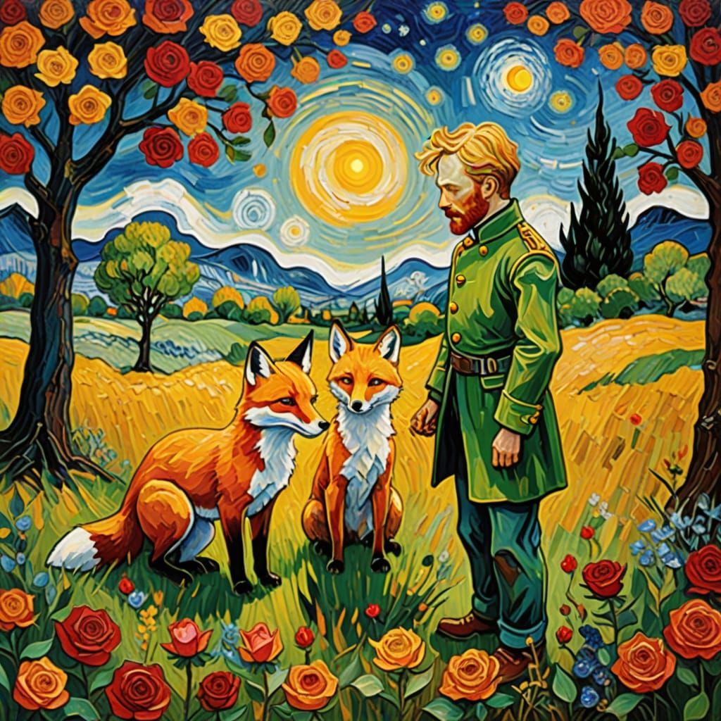 Whimsical Neo-Impressionist Masterpiece of The Little Prince...