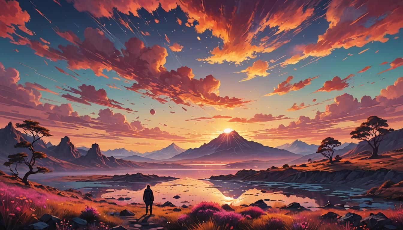 Surreal Sunset: A Vibrant 8K Digital Artwork