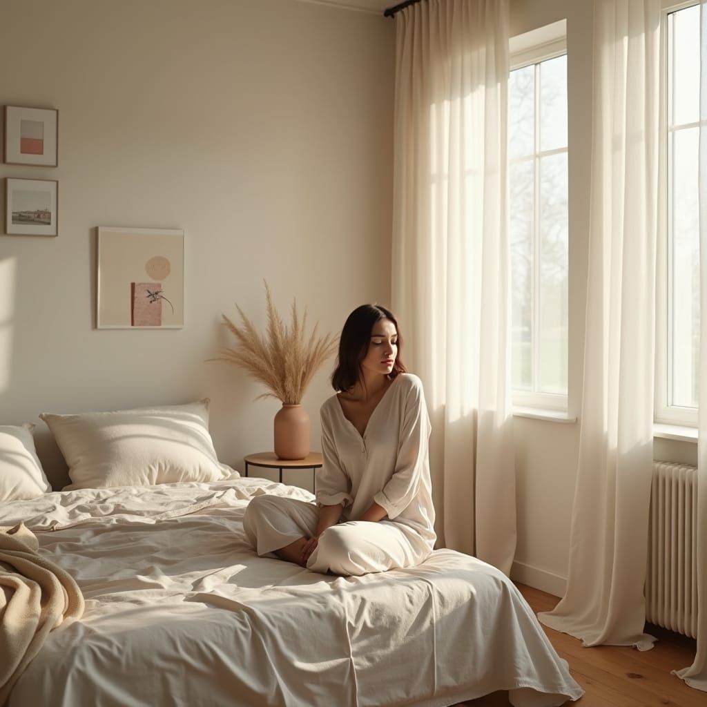 Serene Morning in a Scandinavian-Inspired Bedroom