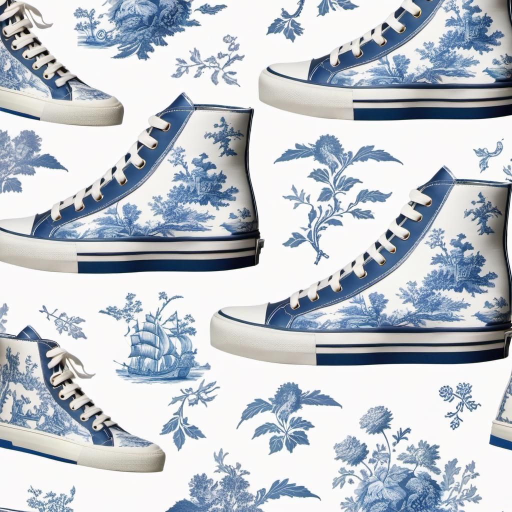 Sneakers with toile de Jouy