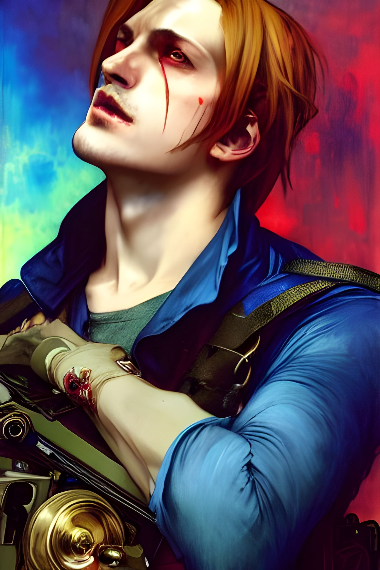 Leon Kennedy Portrait in Art Nouveau Style