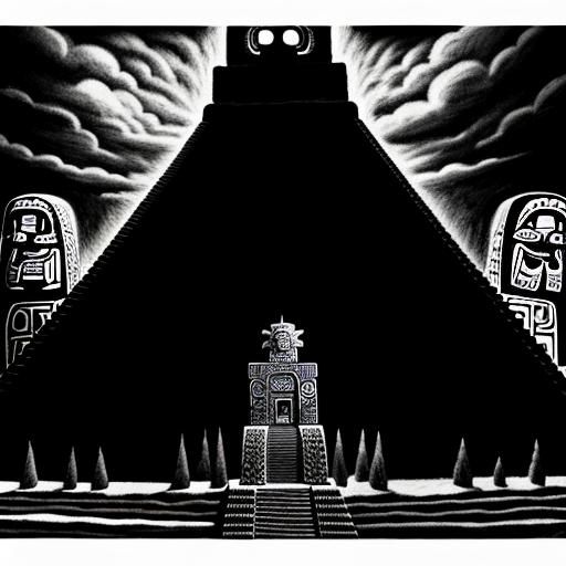 Giant Aztec Totem in Charcoal