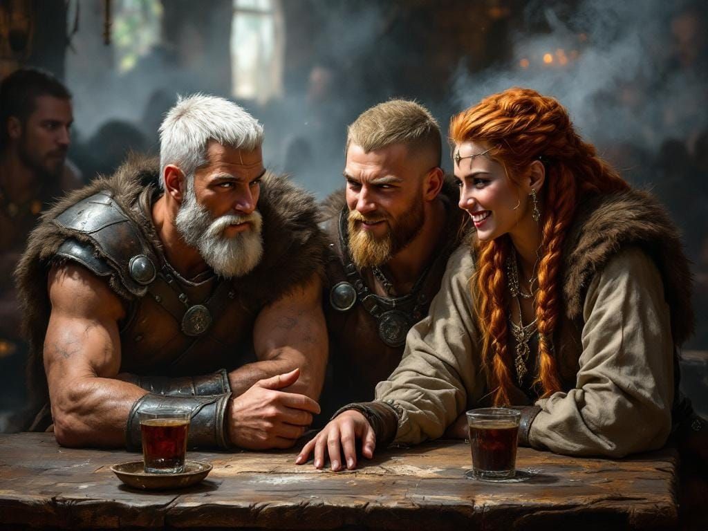 Viking Warriors Celebrate Victory in Tavern