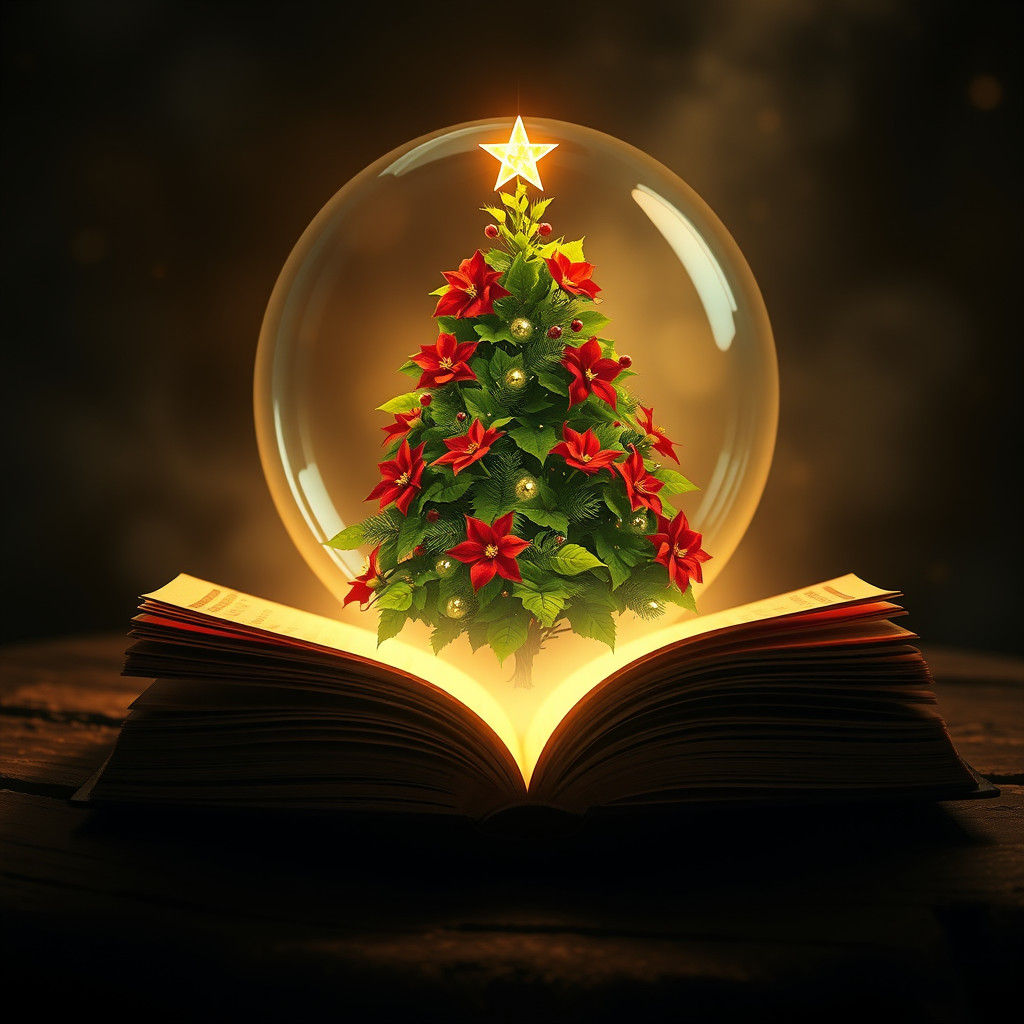 Poinsettia Christmas Tree in Fantasy Bubble