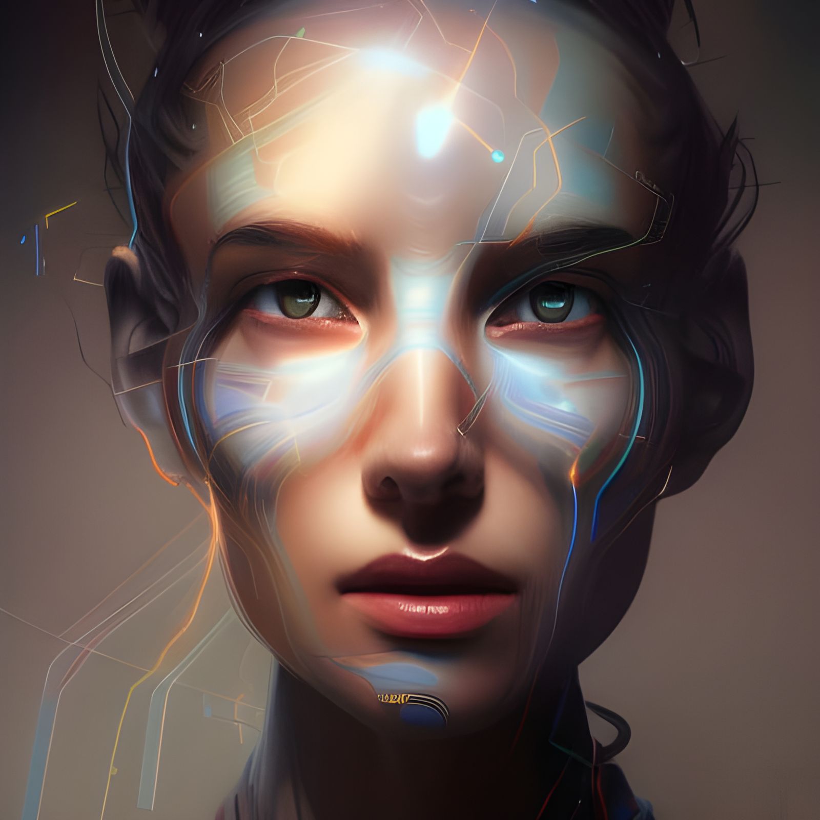 Electromagnetic Spectrum Portrait in Surreal Steampunk Style