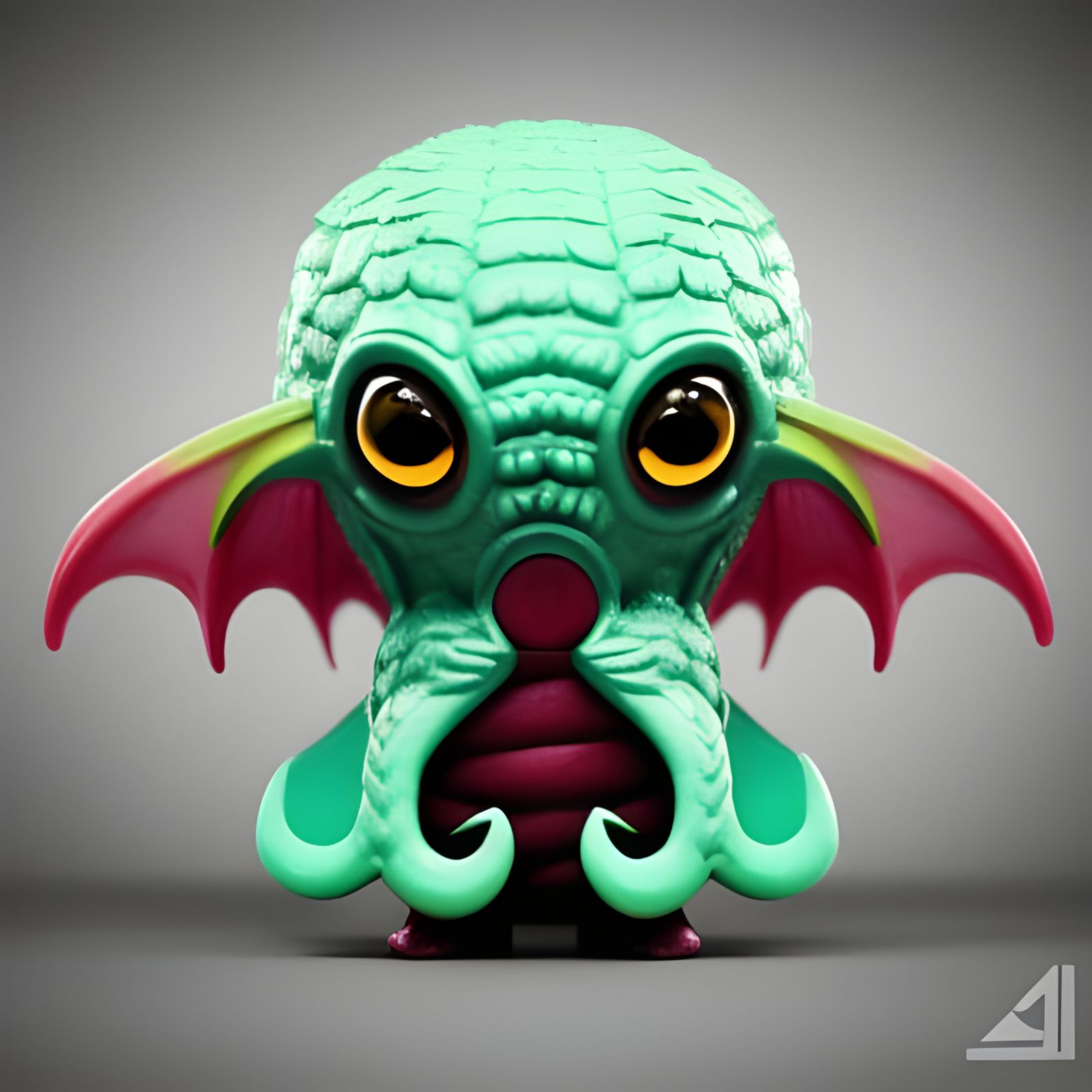 Cute Cthulhu Toy in Pastel 3D Render