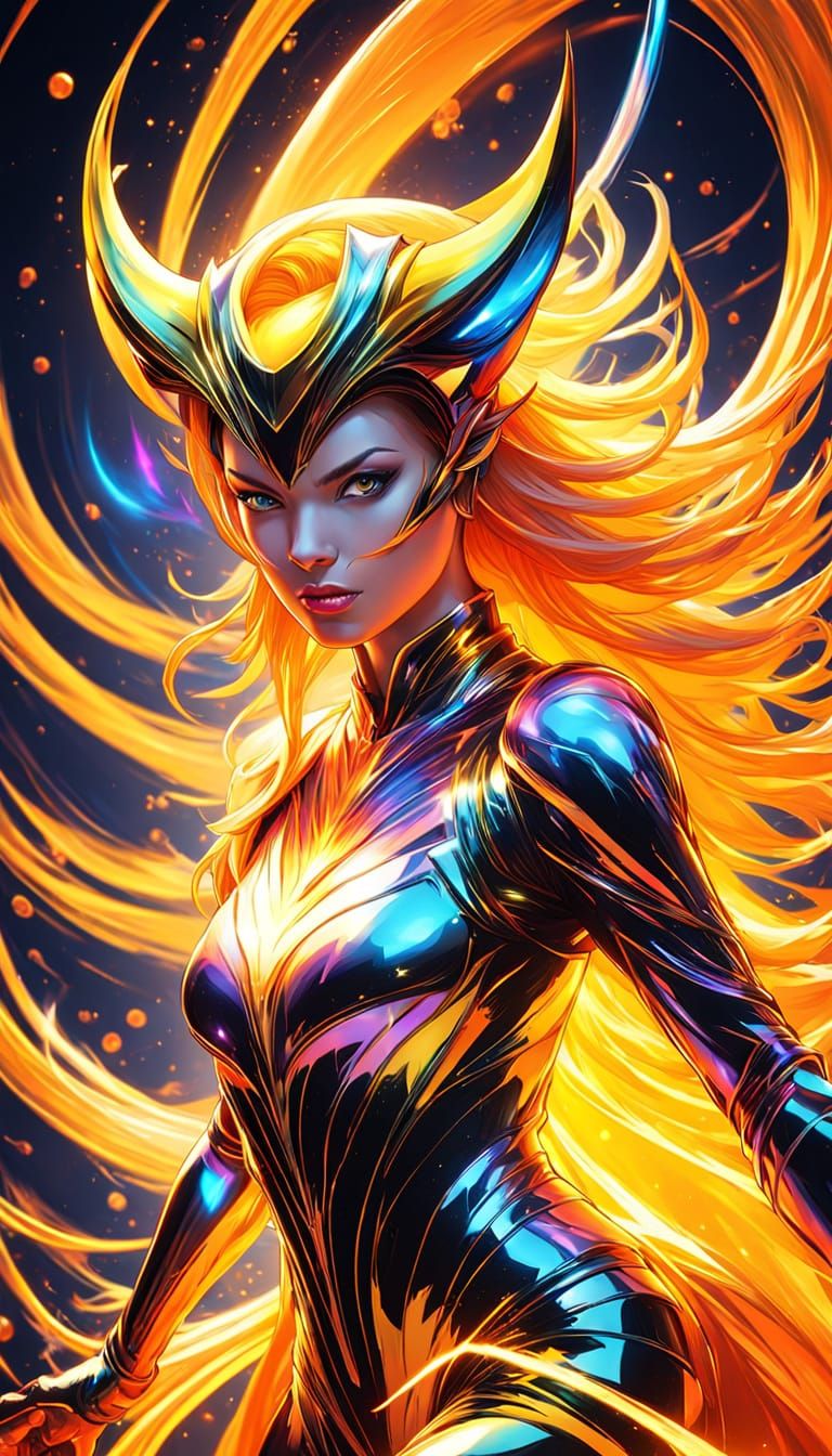 Fiery Devil Woman in Comic Book Style