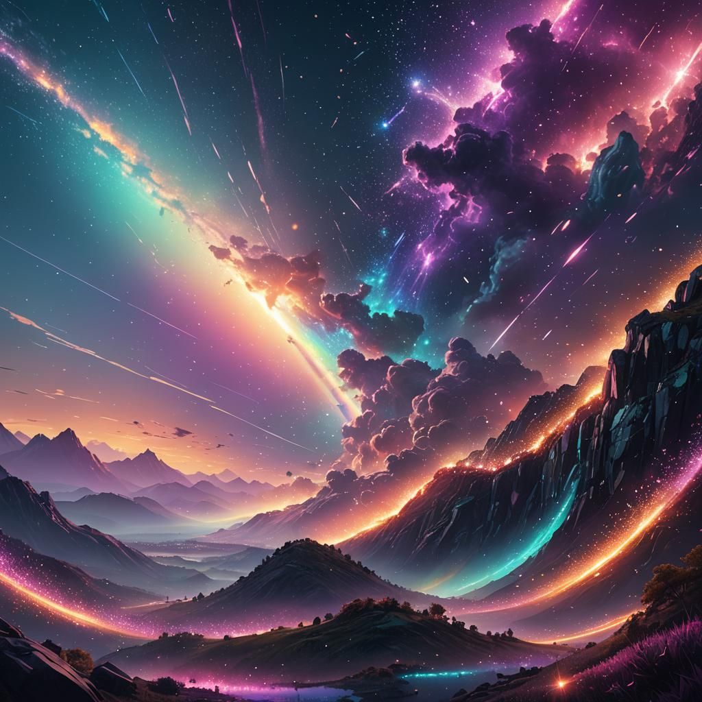 Rainbow Sparkle Sky in Digital Matte Painting