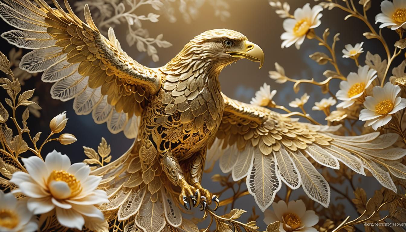 Gold Lace Eagle in Double Exposure Style